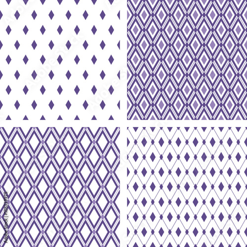 Set of seamless rhombus ultra violet backgrounds