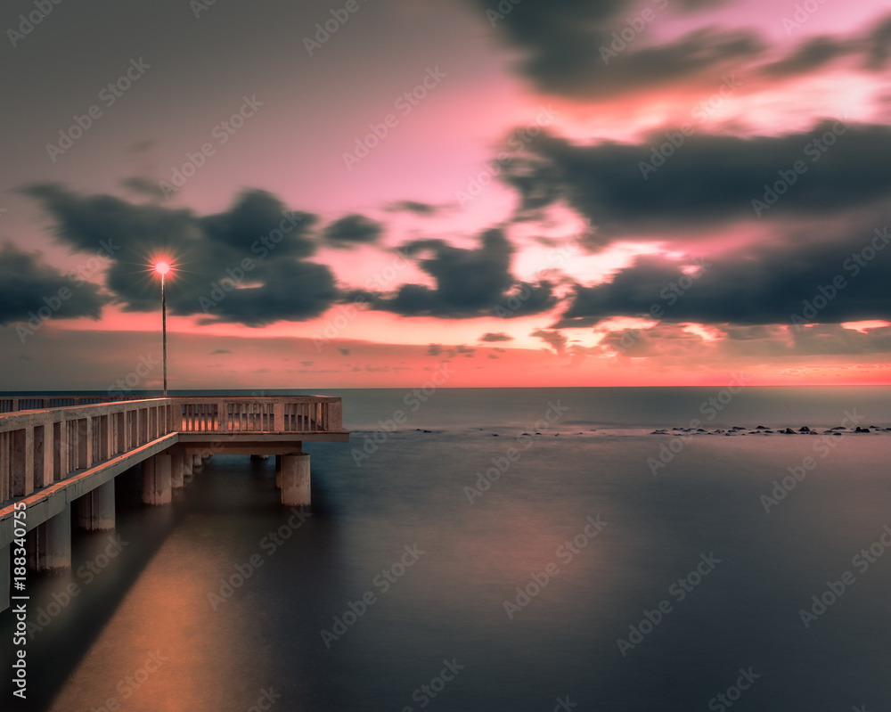 sea walkway sunset