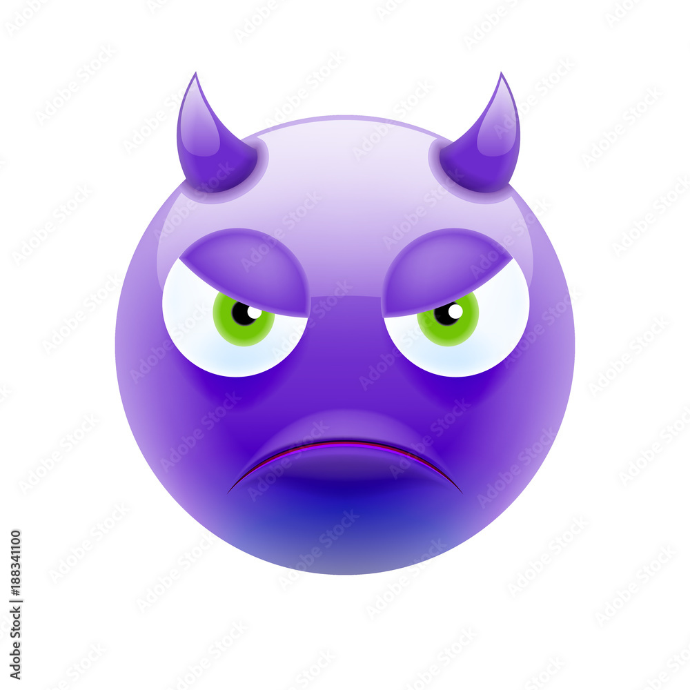 Angry Devil Emoticon with Green Eyes Angry Devil Emoticon with Green Eyes