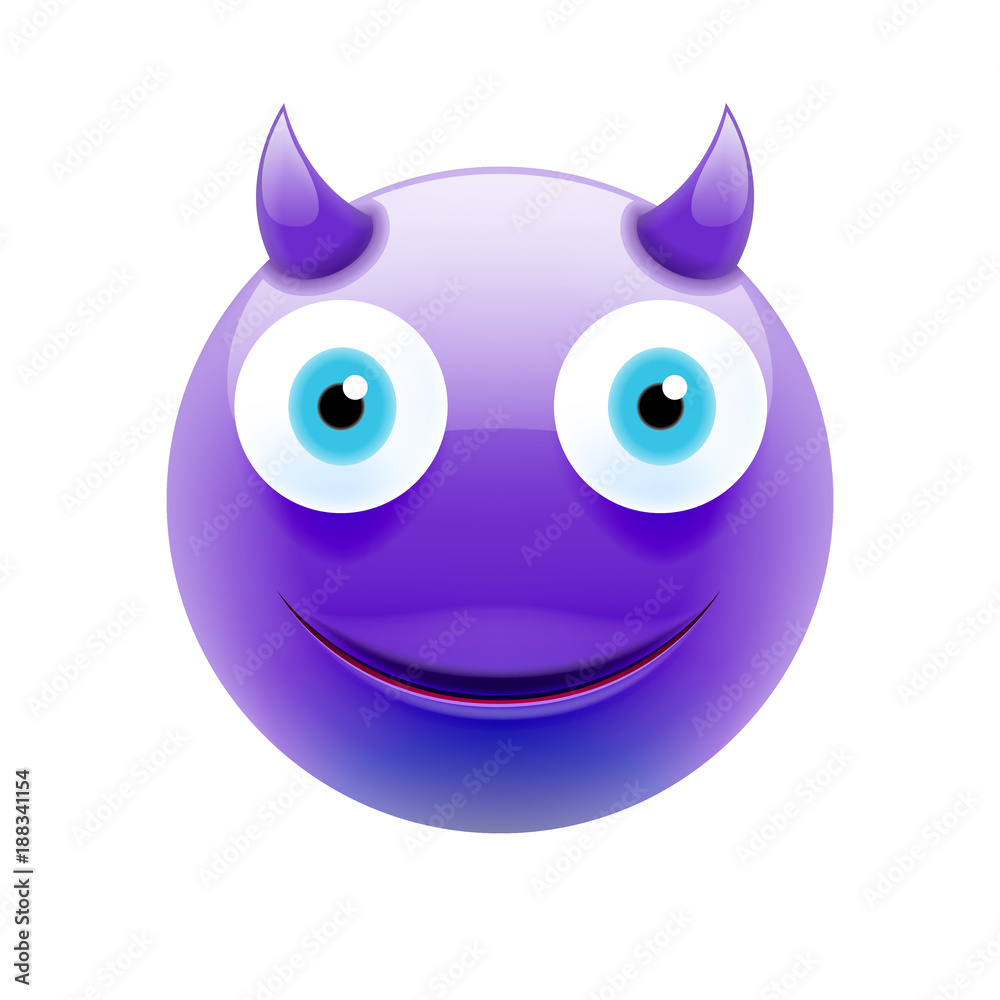 Happy Devil Emoticon with Blue Eyes