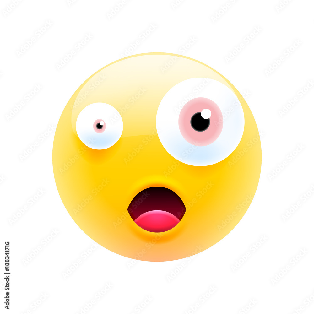 Fototapeta premium Cute Shocked Emoji with Big Eyes and Open Mouth
