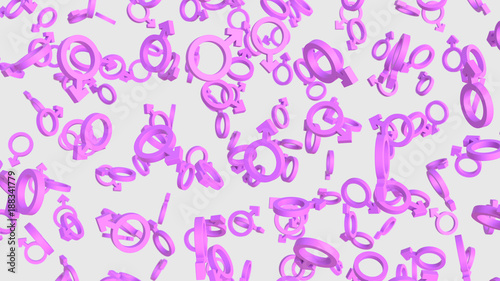 Numerous floating Pink Female Icons on a Simple Light Background