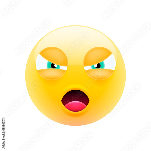 Unfriendly Mean Emoji with Open Mouth