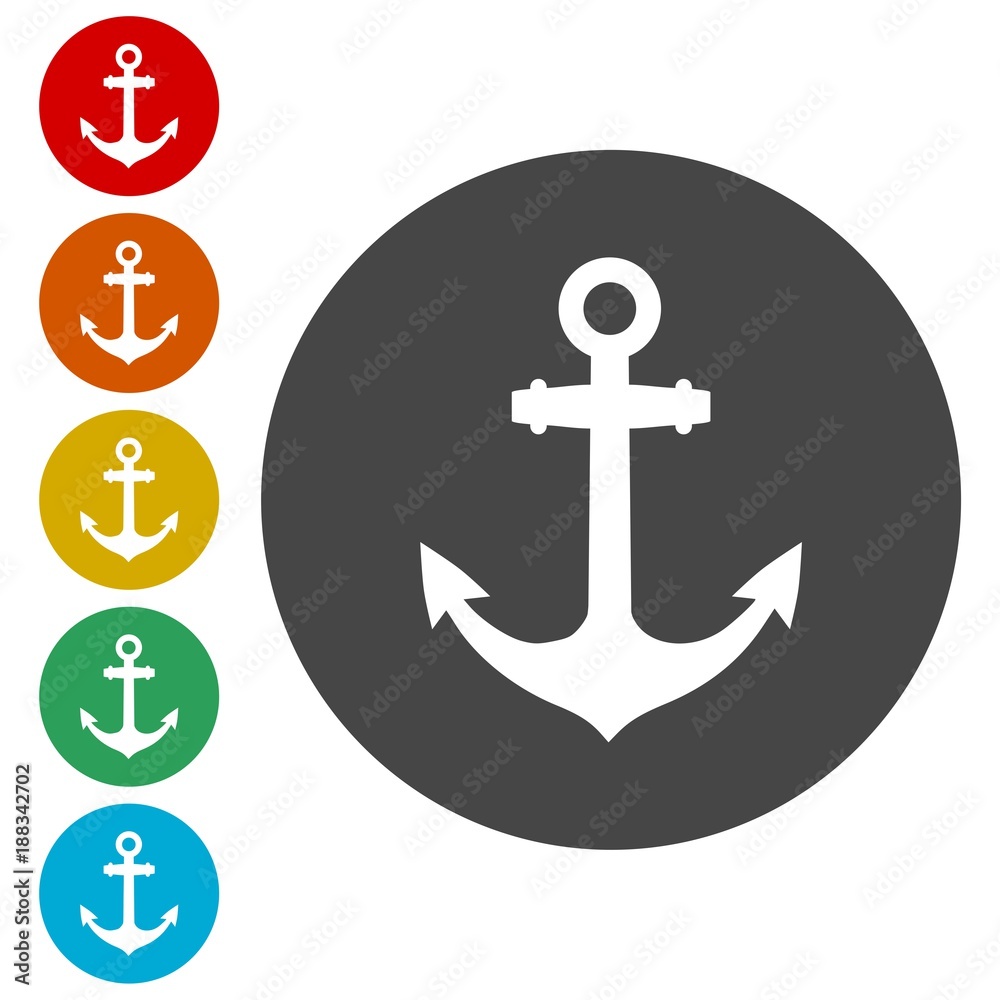 Vector anchor icon, Ship anchor or boat anchor flat icon Vector anchor icon, Ship anchor or boat anchor flat icon