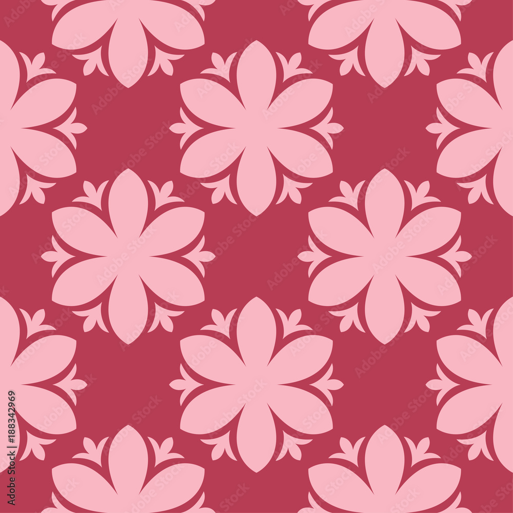 Floral seamless pattern on red background