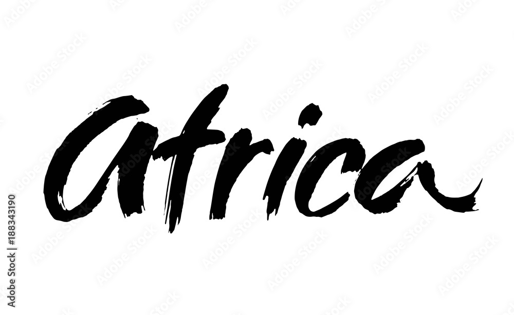 Africa word hand drawn lettering on a white background. Modern brush calligraphy. Vector
