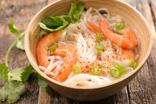rice noodles soup with shrimp