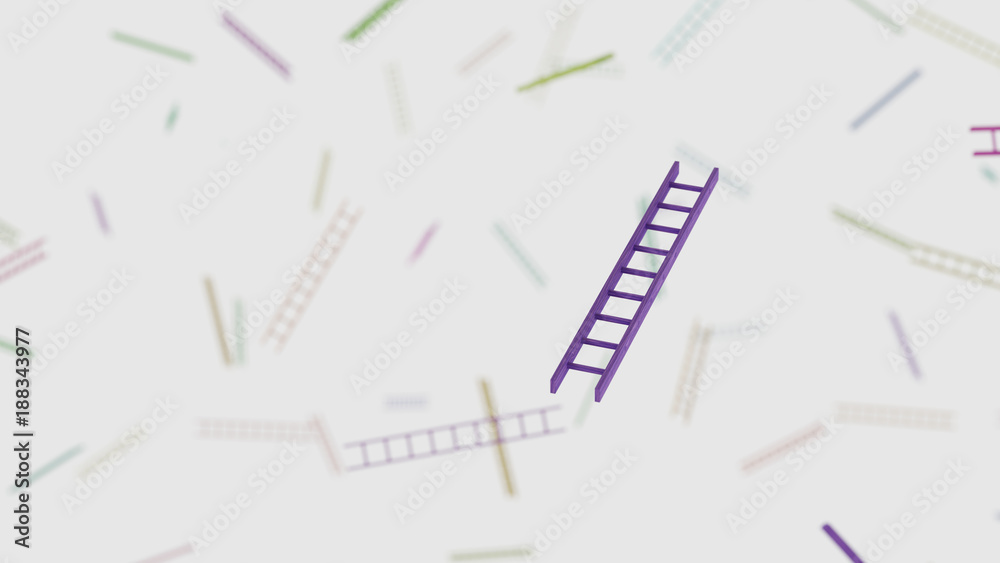 Variously Colored ladders Floating in an Empty Space