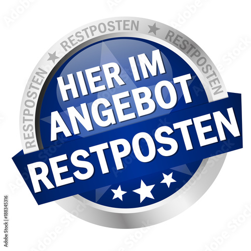button with text Hier in Angebot Restposten