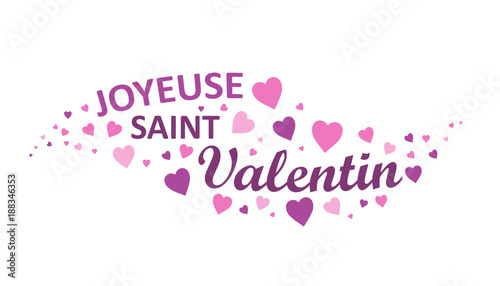 JOYEUSE SAINT VALENTIN carte avec cœurs violets et roses