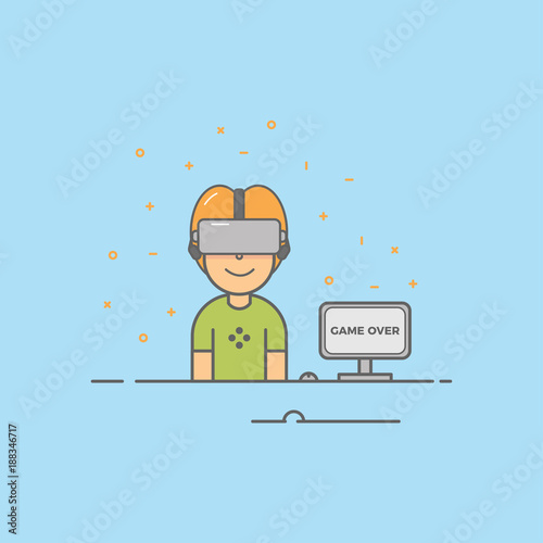 gamer avatar icon flat illustration full vector