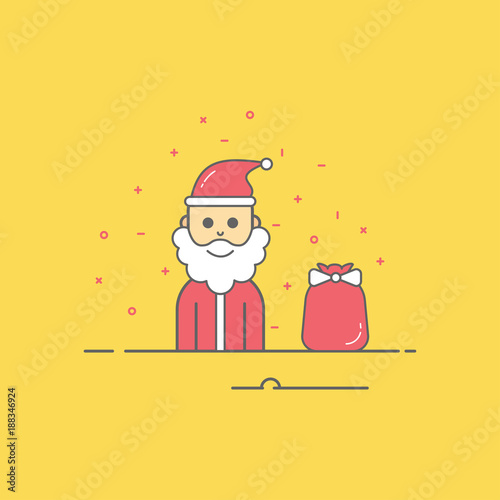 santa clause christmas avatar icon flat illustration full vector