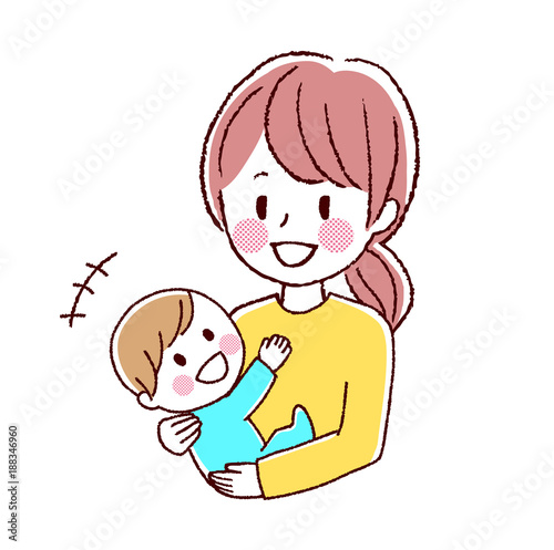 赤ちゃんと母親のイラスト