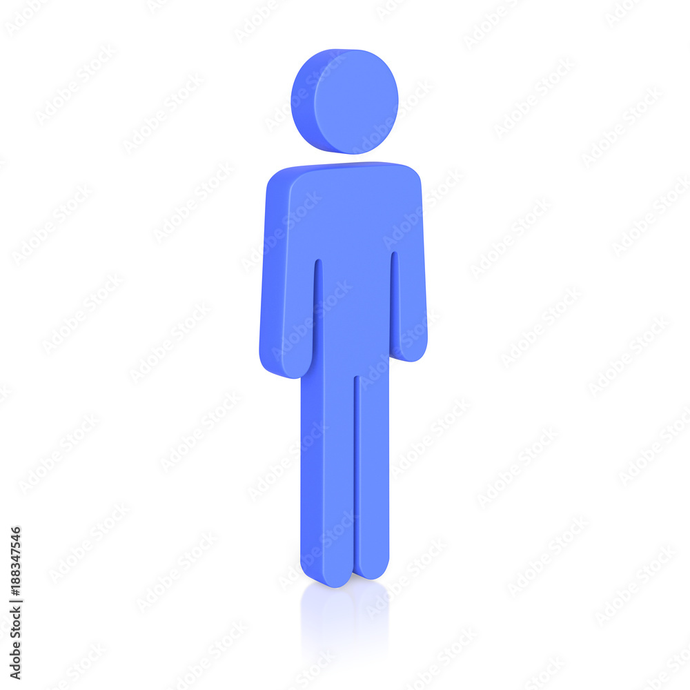 Isolated Blue Men Symbol on an Unmarked Light Background With Reflection Isolated Blue Men Symbol on an Unmarked Light Background With Reflection