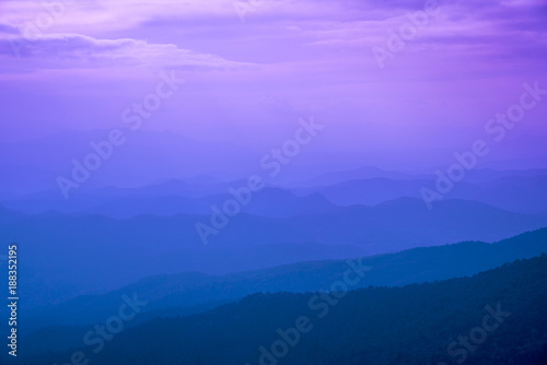 mountain landscape , mountain layer at the Northern of Thailand (purple tone) © ananaline