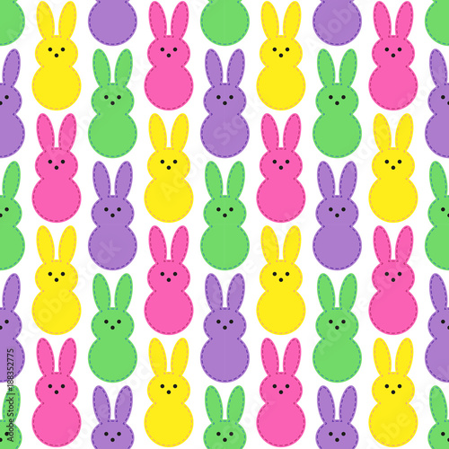 Cute Easter seamless pattern design with funny cartoon characters of bunnies