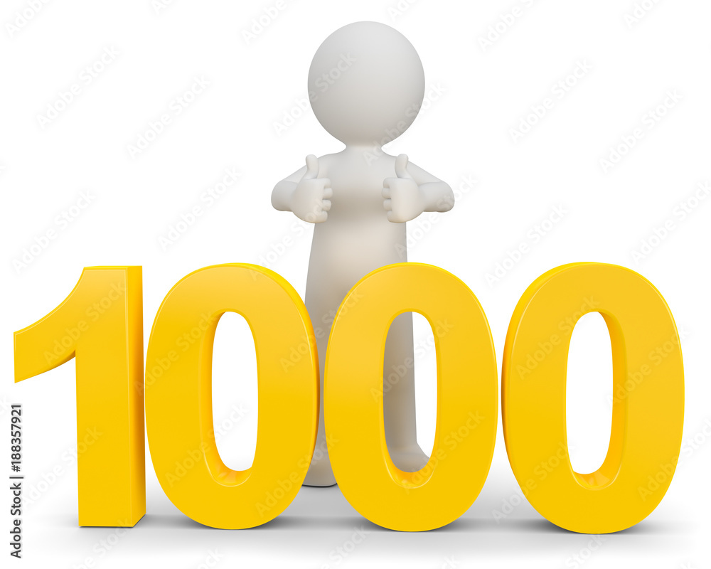 3d Männchen lernt den Wert von 1000 Euro kennen Stock Illustration ...