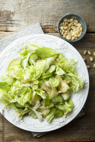 Zucchini salad with pine nuts and mint