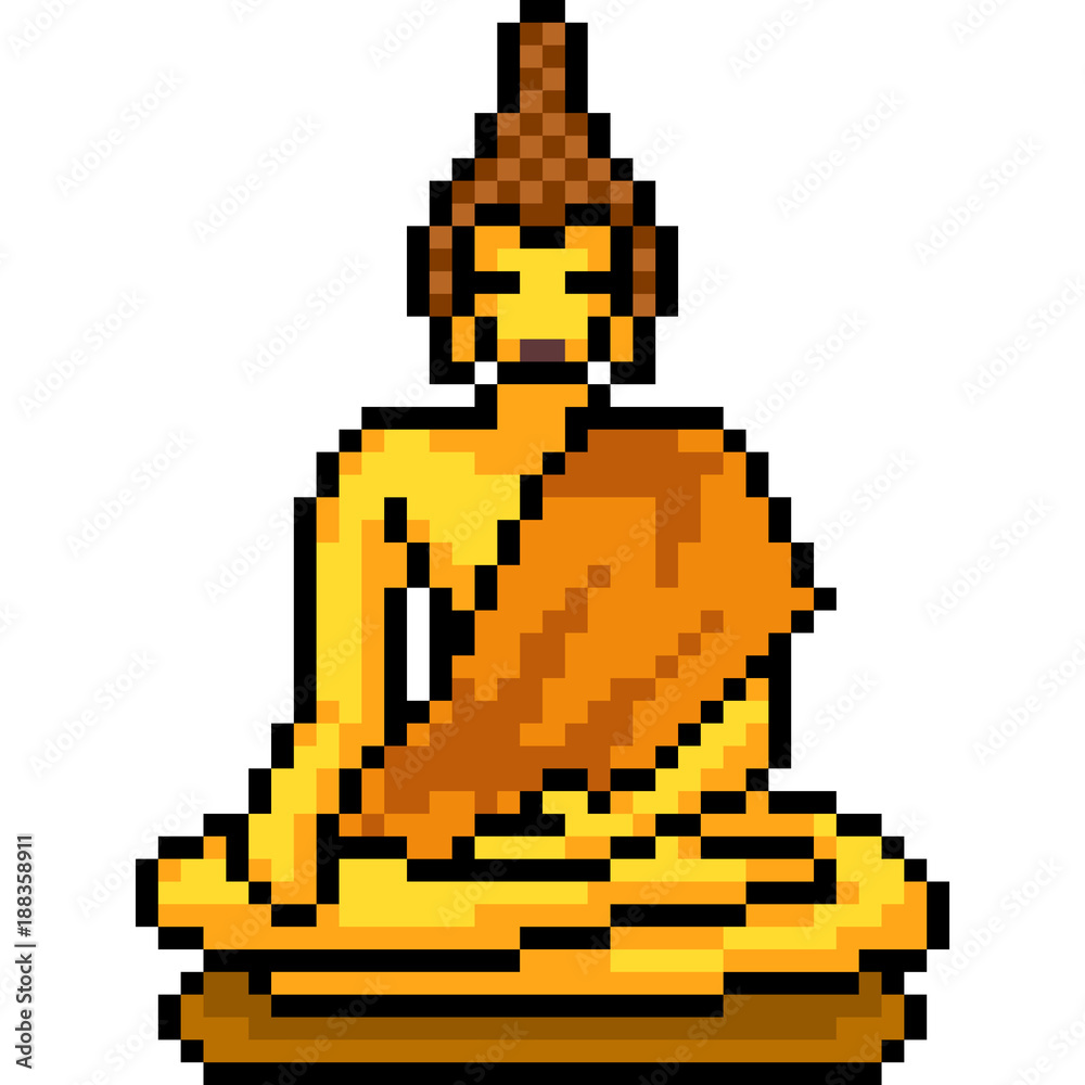 Obraz premium vector pixel art gold buddha
