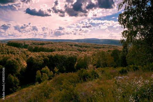 The Urals landscape. The Ural forest from the height