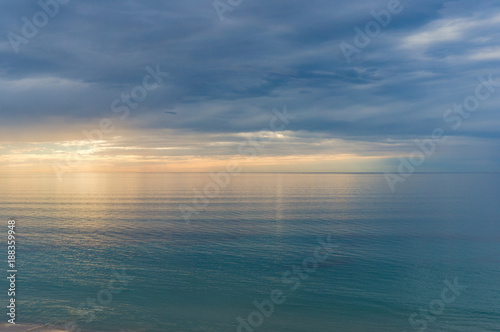 Soft colors of sea and sunset sky