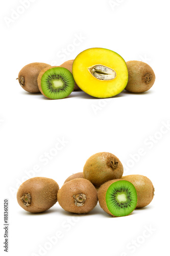 mango and kiwi isolated on a white background