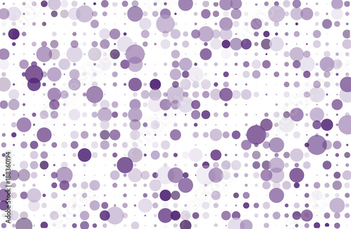 Dotted background with circles, dots, point different size, scale. Halftone pattern Vector illustration Violet, purple color