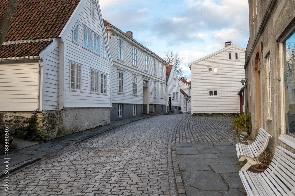Cobblestone street in the old town in Stavanger, Norway. Cobblestone street in the old town in Stavanger, Norway.