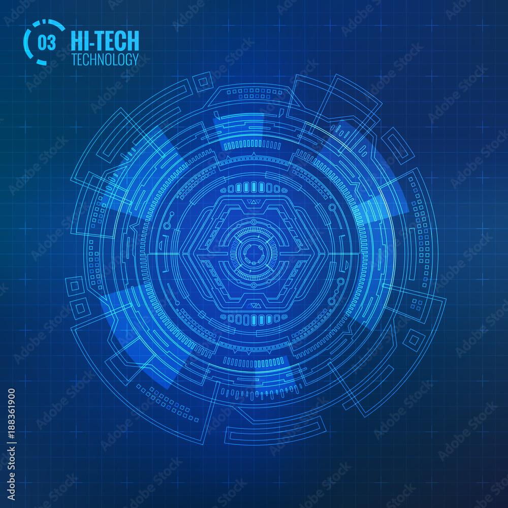 Sci-Fi Futuristic Technologies Circle Elements Set Sci-Fi Futuristic Technologies Circle Elements Set