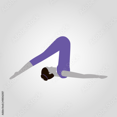 Salamba Sarvangasana or Supported Shoulderstand yoga pose isolated flat vector icon