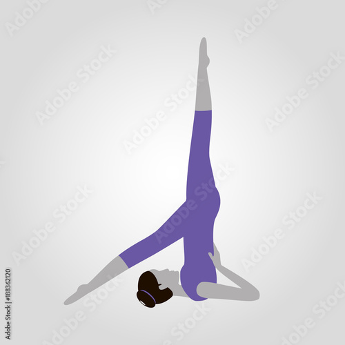 Salamba Sarvangasana or Supported Shoulderstand yoga pose isolated flat vector icon