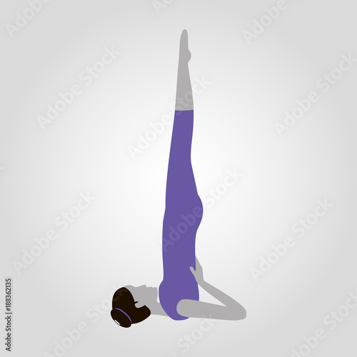 Salamba Sarvangasana or Supported Shoulderstand yoga pose isolated flat vector icon