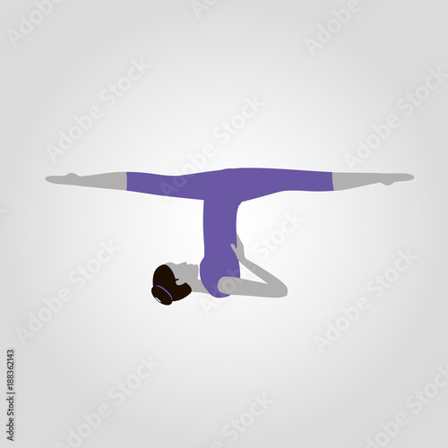 Salamba Sarvangasana or Supported Shoulderstand yoga pose isolated flat vector icon