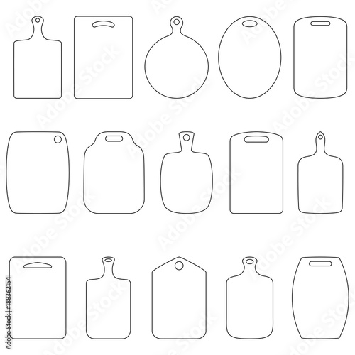 Set of contours of cutting boards, vector illustration