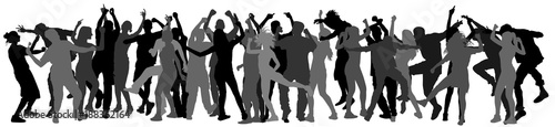 Party dancer people  girls and boys vector silhouette illustration. Nightlife party concept with crew dancing. Disco club event.