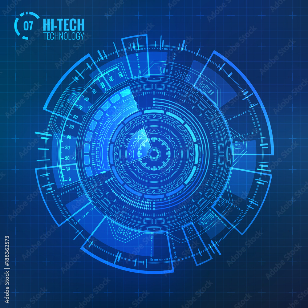 Sci-Fi Futuristic Technologies Circle Elements Set
