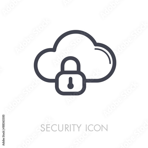 Cloud computer storage with lock icon