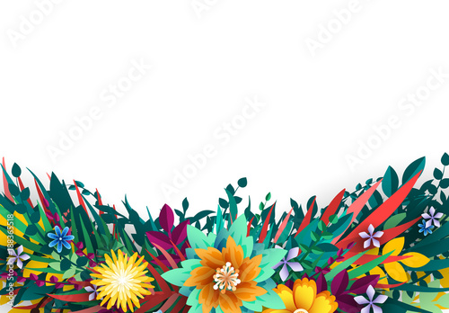 Vector Flower. Floral colorful branches with buds on white background. Template blooming flowers for wedding invitations and greeting card design.
