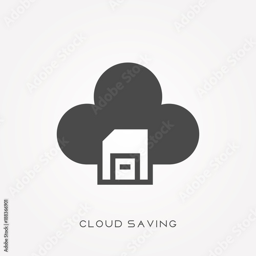 Silhouette icon cloud saving