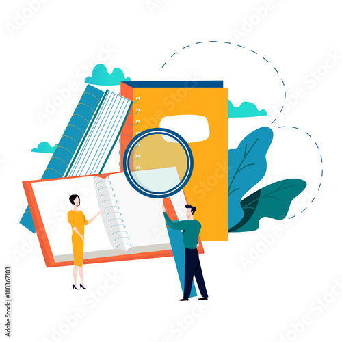 Education, online training courses, distance education vector illustration. Internet studying, online book, tutorials, e-learning, online education design for mobile and web graphics