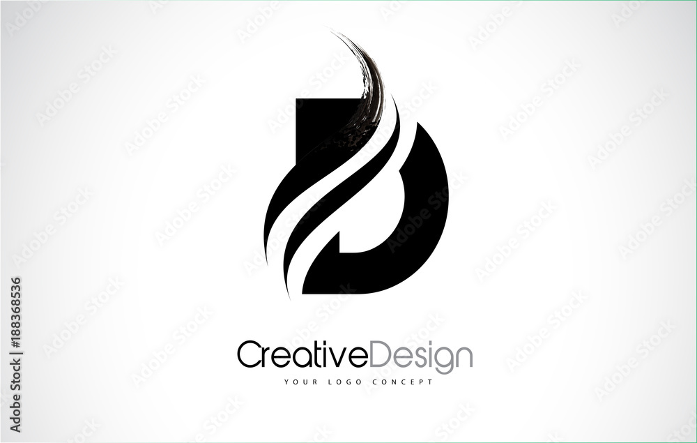 D Letter Design Brush Paint Stroke - obrazy, fototapety, plakaty 