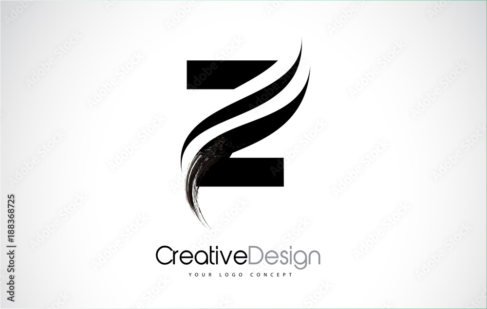 Z Letter Logo Design Brush Paint Stroke. Artistic Black Paintbrush Stroke. Z Letter Logo Design Brush Paint Stroke. Artistic Black Paintbrush Stroke.