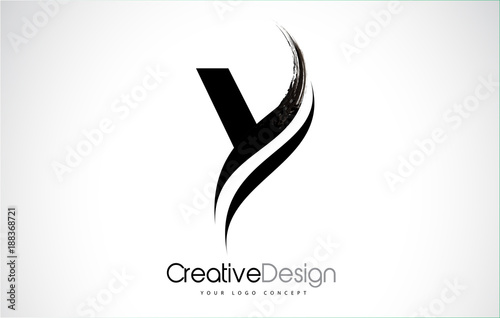 Y Letter Design Brush Paint Stroke.