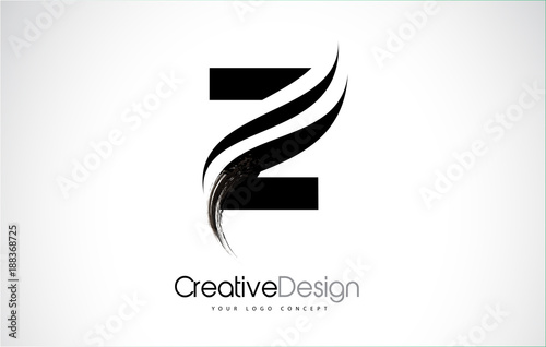 Free Download Z Letter Logo Design Brush Paint Stroke. Artistic Black Paintbrush Stroke. - GFXLoad