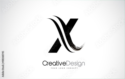 X Letter Design Brush Paint Stroke.