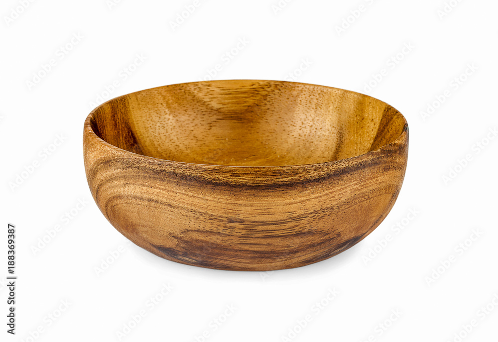 Wooden bowl isolated on white