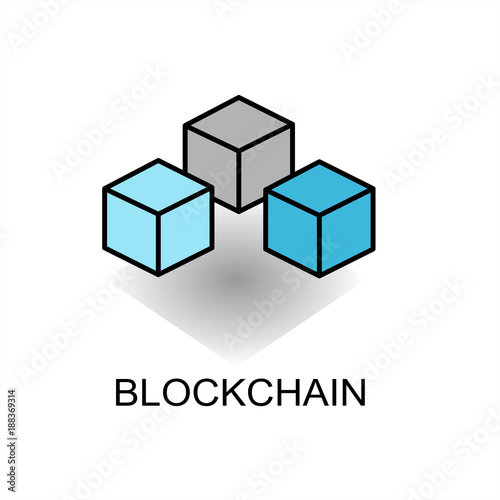 Blockchain vector icon. Design element in outline color style.