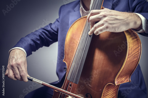 Tableau sur toile Cello player or cellist performing