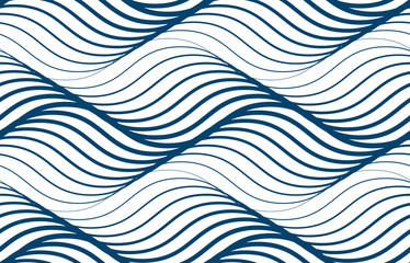 Wandcirkels Zee patronen Blauwe watergolven ritmisch lijnenpatroon  © Sylverarts