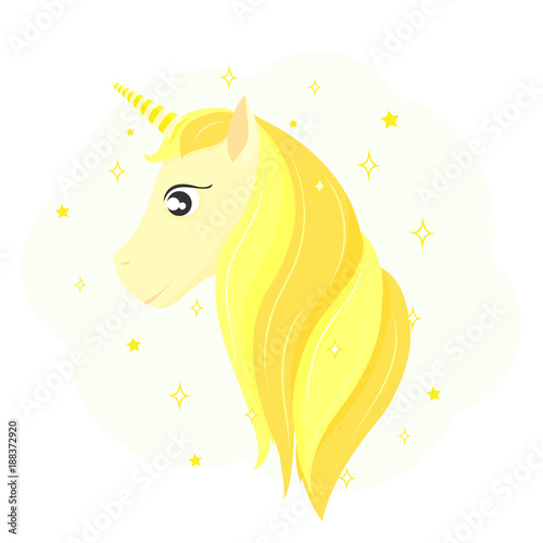 head of a golden unicorn. Gold Horse Hair